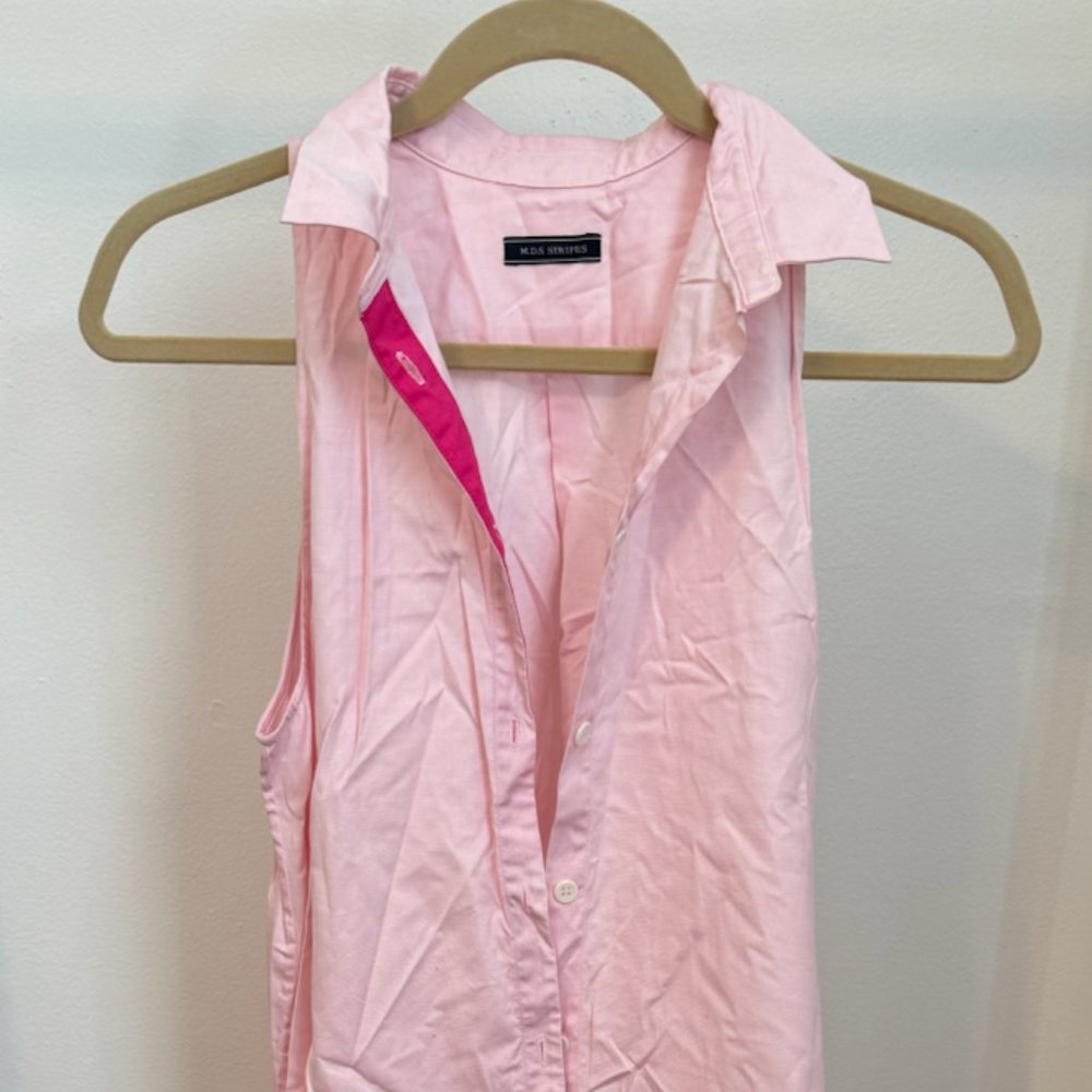 MDS Stripes Pink Collared Maxi Dress